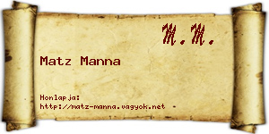 Matz Manna névjegykártya